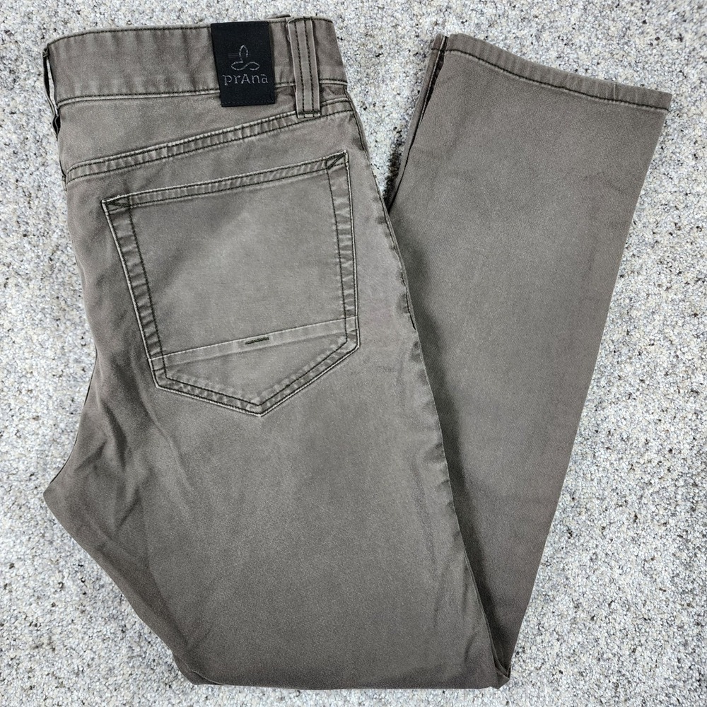 Prana Slim Fit Pants Mens 32 Brown Stretch Organic Cotton Blend Excellent